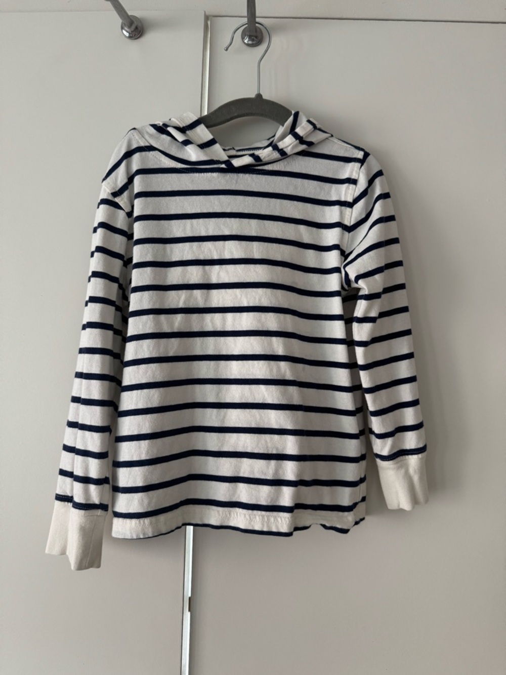 J-Crew Kids Striped Hooded Long-Sleeve Top - White & Navy Size XS (4-5)